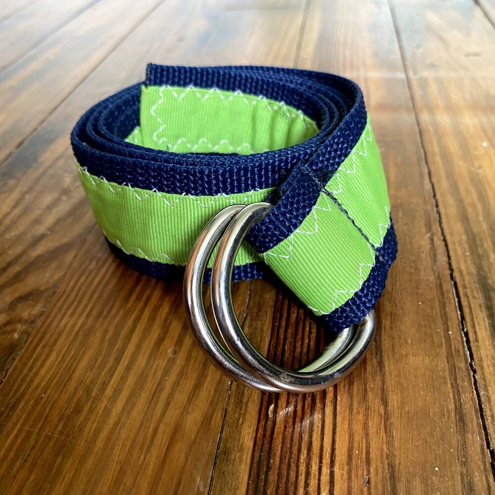 Hooley USA Green & Blue Ribbon D Ring Belt size Medium